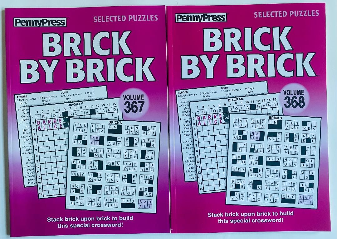Lot of 2 BRICK BY BRICK Penny Press Selected Puzzles DELL Variety crosswords