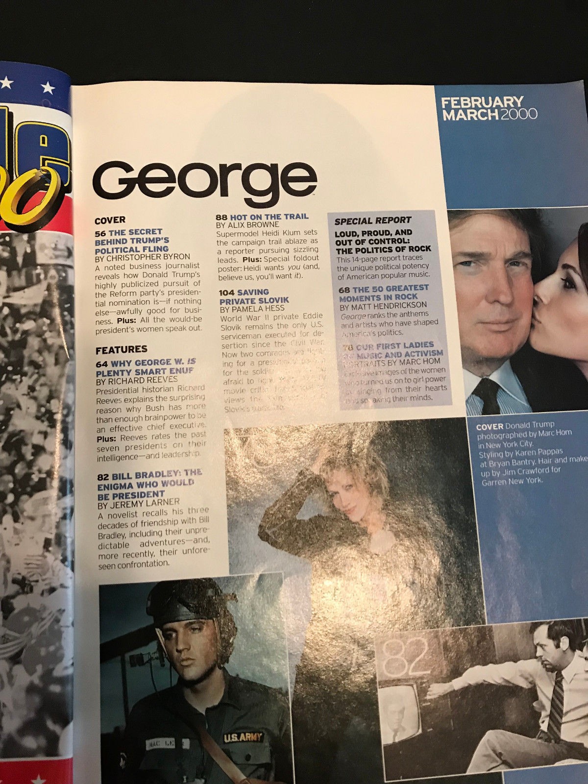 John JFK Kennedy Jr GEORGE Magazine Donald Trump Cover February March 2000 VG++