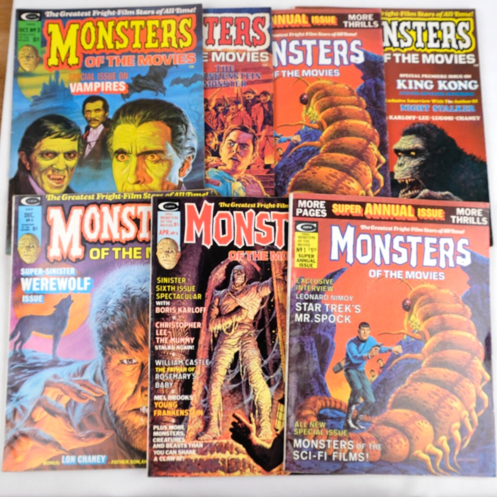 Monsters of the Movies, Lot of 7 Magazines, 1974 & 1975 #1 2 3 4 6 9 9, VG+