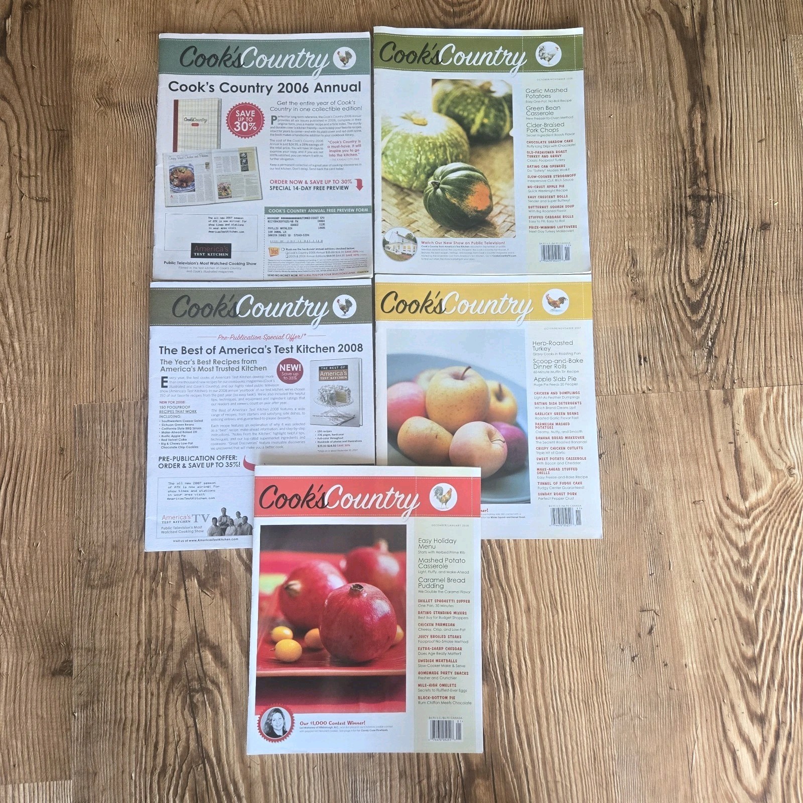 Lot Of 5 Cook’s Country Magazine Cookbooks Recipes Issues from 2007 2008 Baking