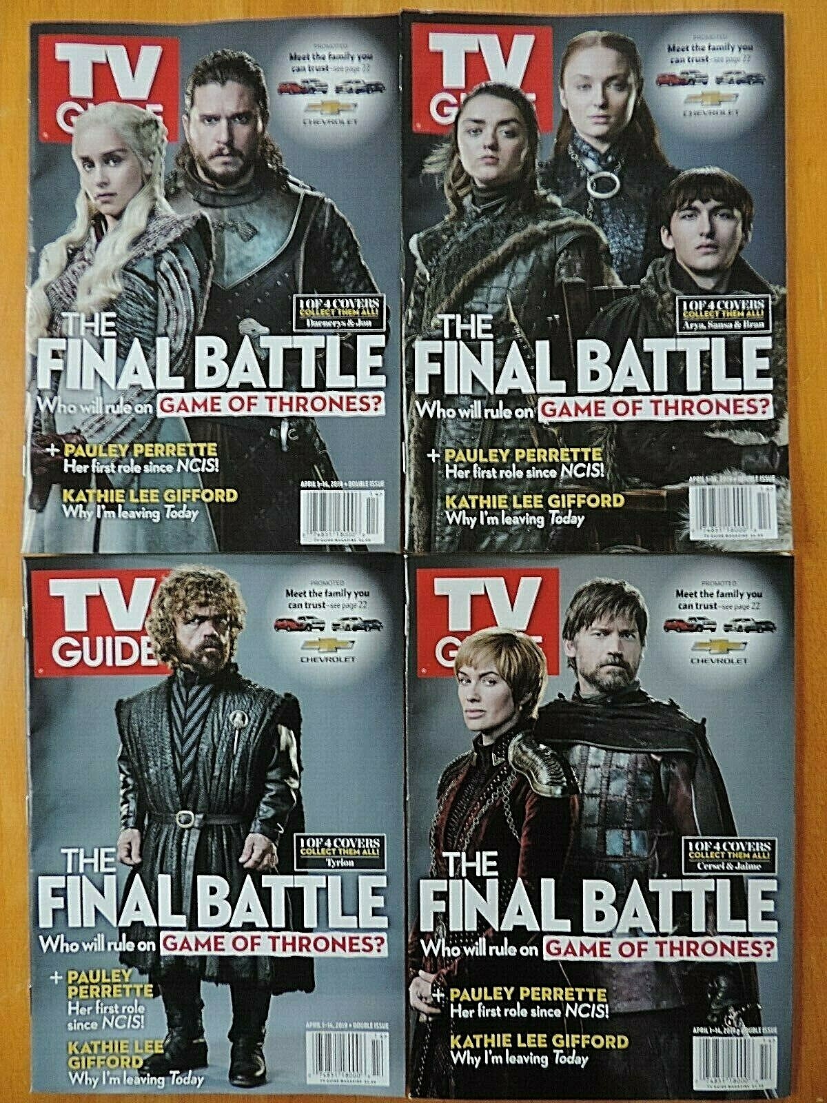 Game of Thrones Final Battle 2019 TV Guide 4 Cover Set Arya Cersei Jon Tyrion!