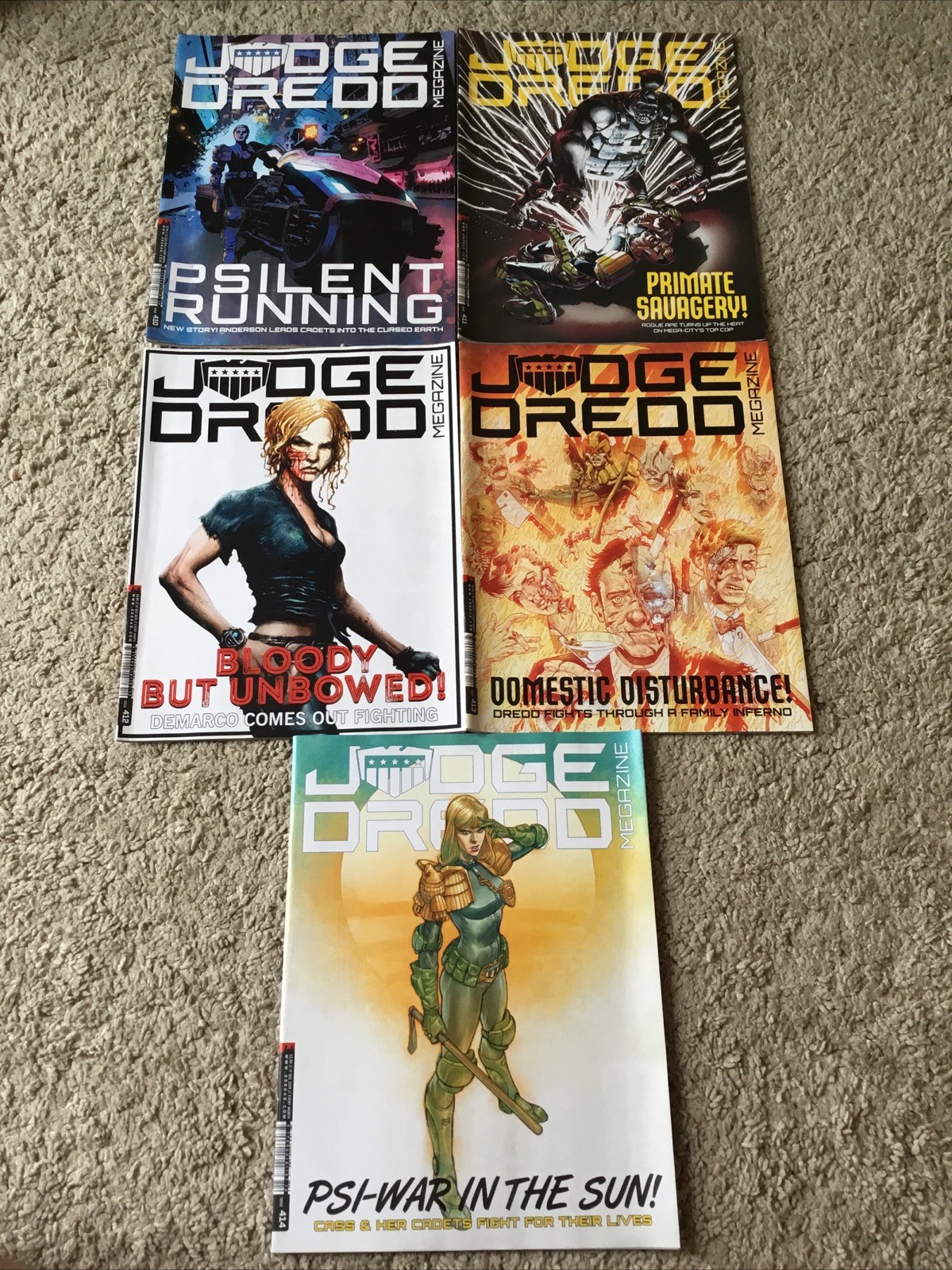 5 X 2000ad Megazine Graphic Novels Judge Dredd Very Good Condition #410-414