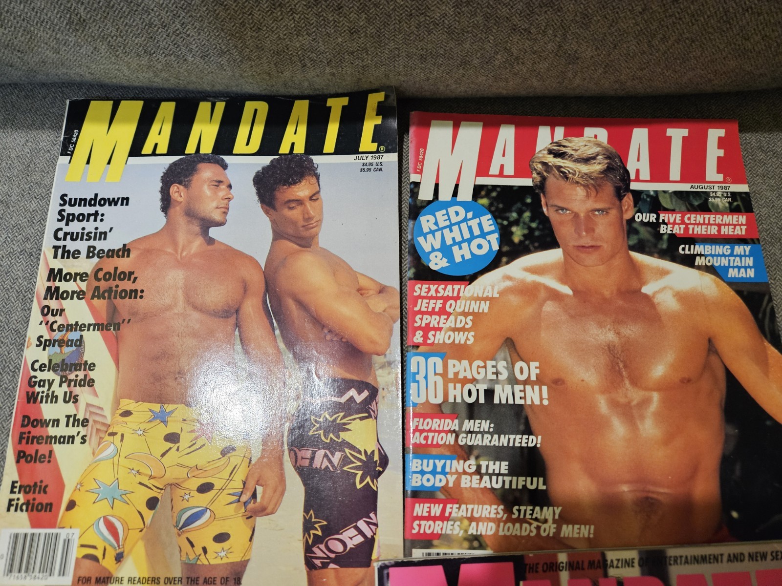 LOT of 4 rare MANDATE vintage 80s gay Men’s Interest magazines Color