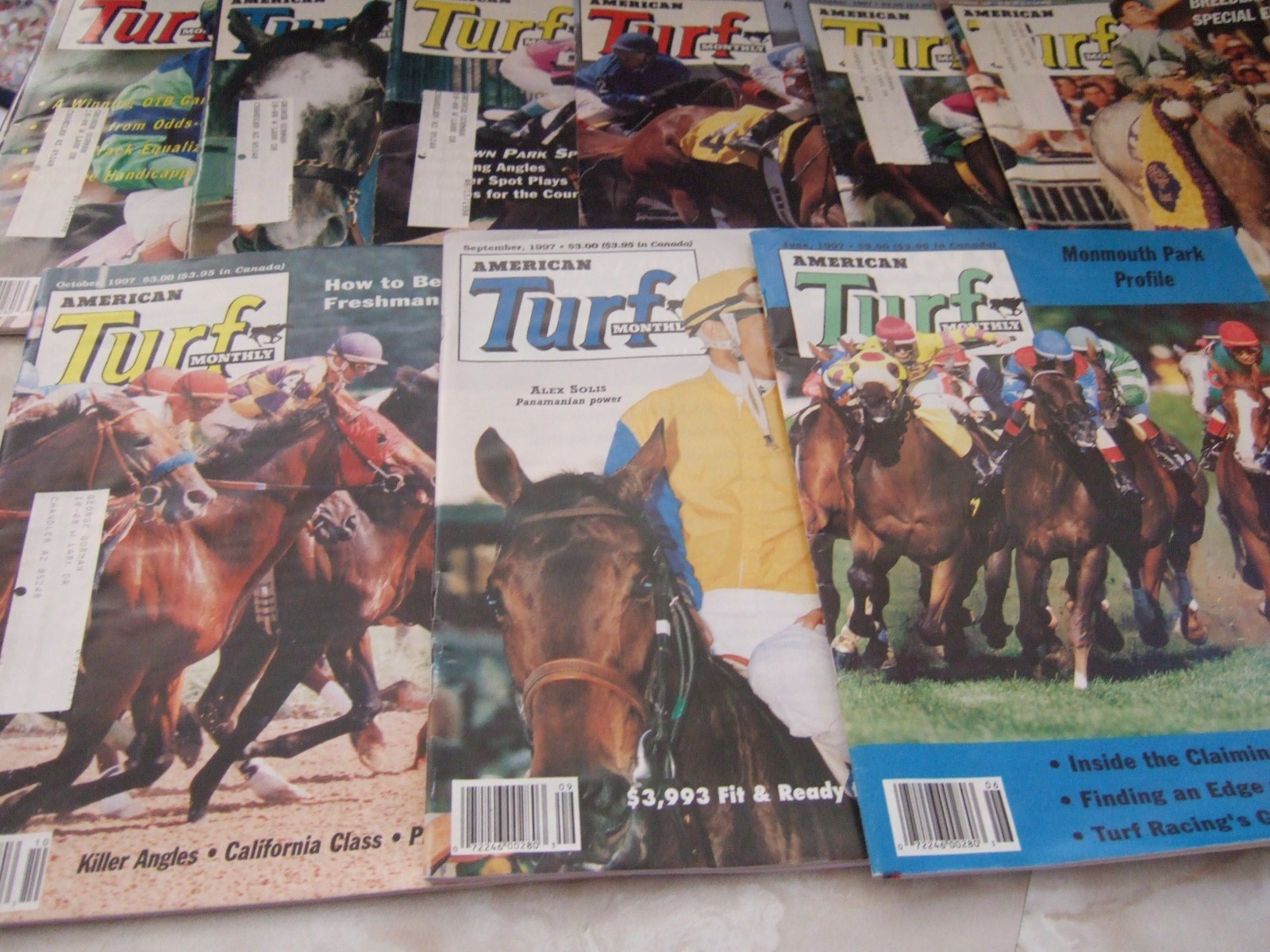 Lot of 17 AMERICAN TURF MONTHLY Magazines Horse Racing 1997-1998 Issues