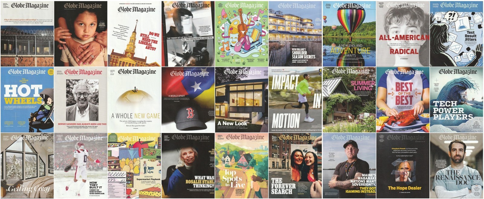 BOSTON GLOBE MAGAZINE LOT OF 27 ISSUES — December 2025 thru July 2026