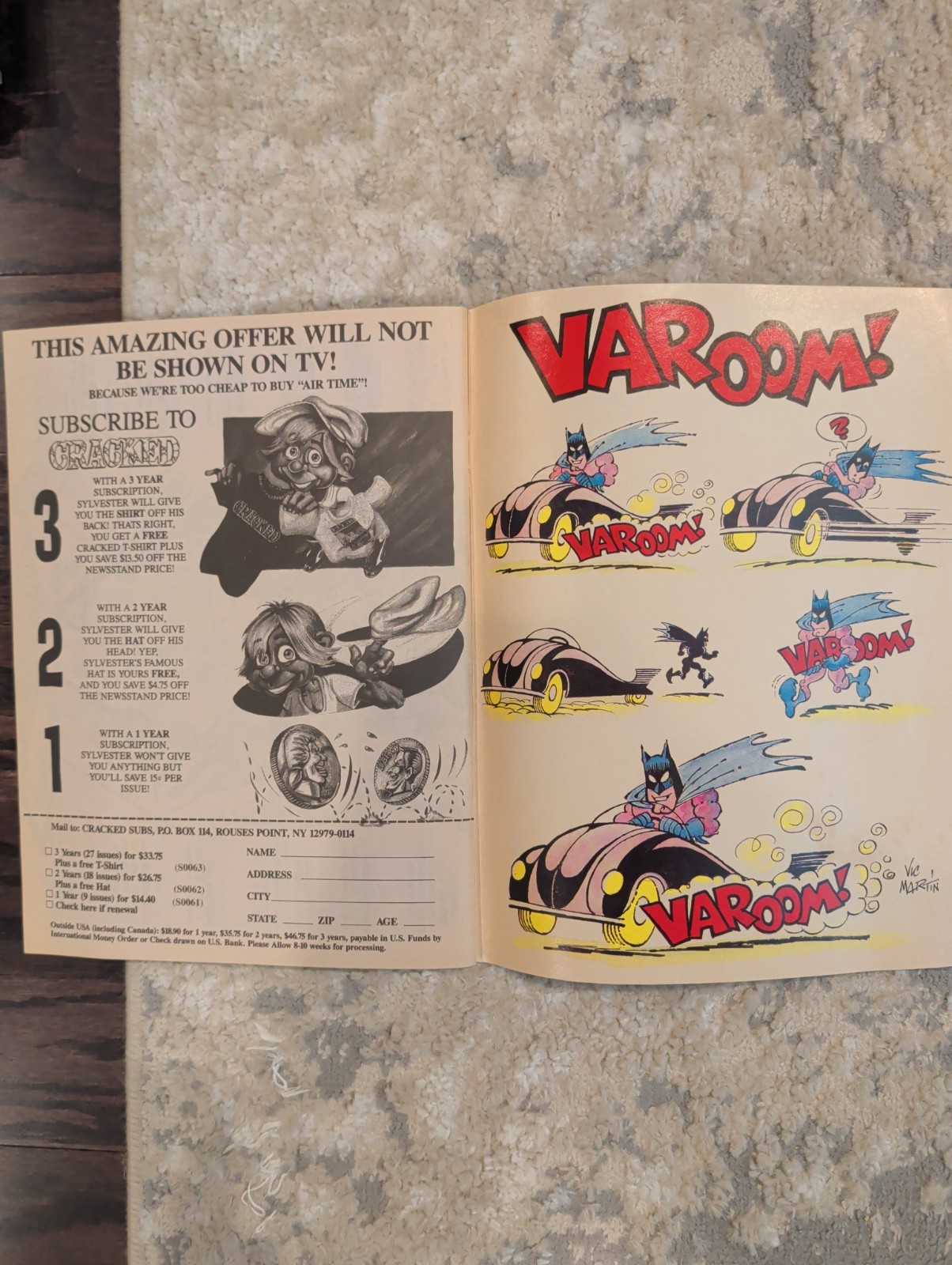Super Cracked Magazine #6 Winter 1992 Batman cover/Batmobile insert