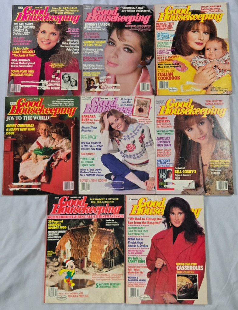 Vintage Good Housekeeping Magazines 1989 Lot 8 Barbara Bush Victoria Principal