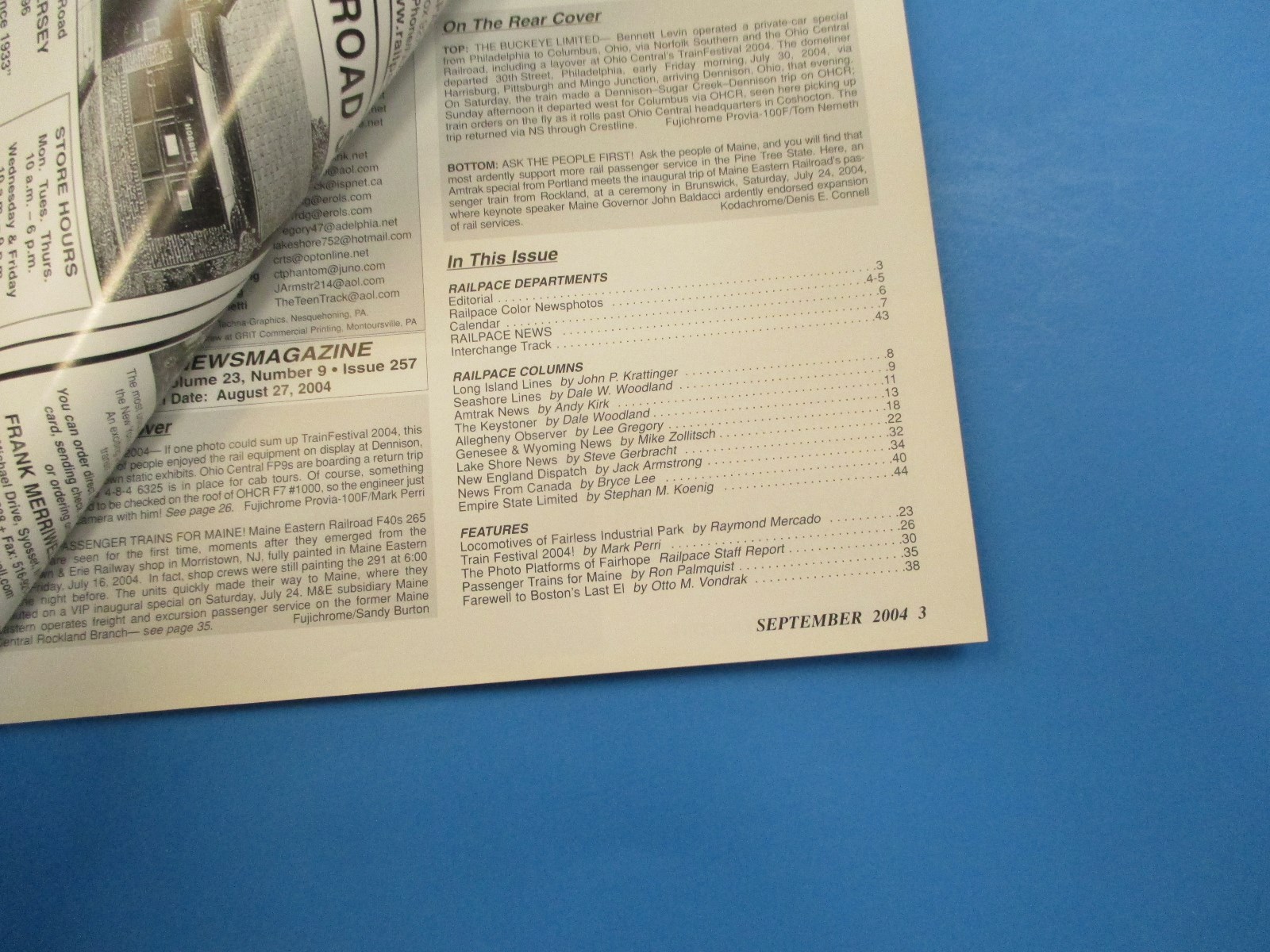 Railpace News Magazine September 2004 TrainFestival Passenger Maine M3760