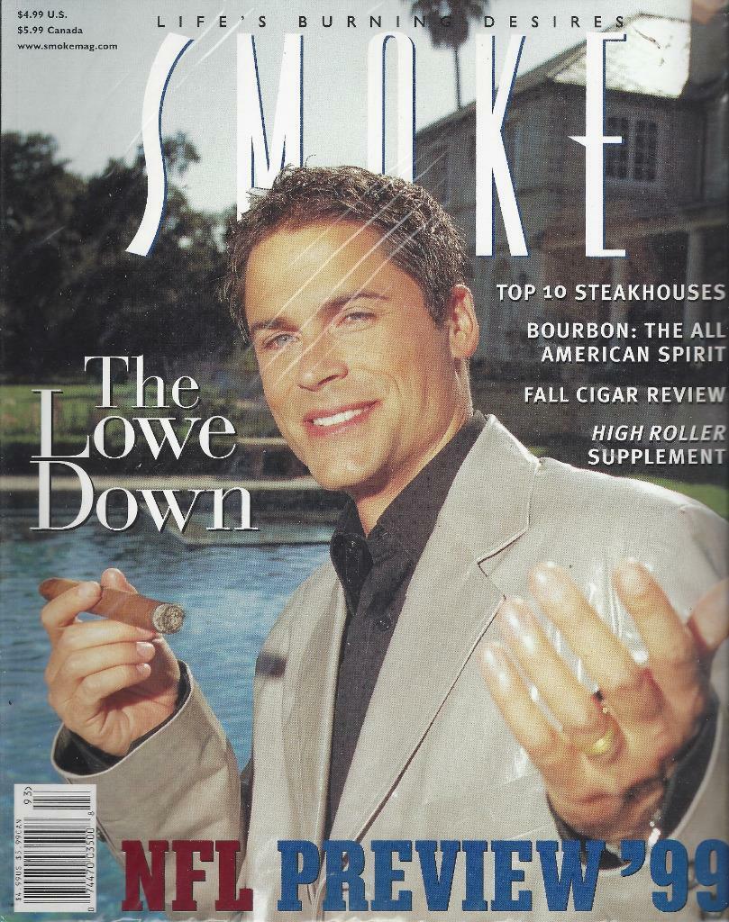 Smoke Magazine Fall 1999 Rob Lowe NFL Prevue Bourbon All American Spirit Cigars