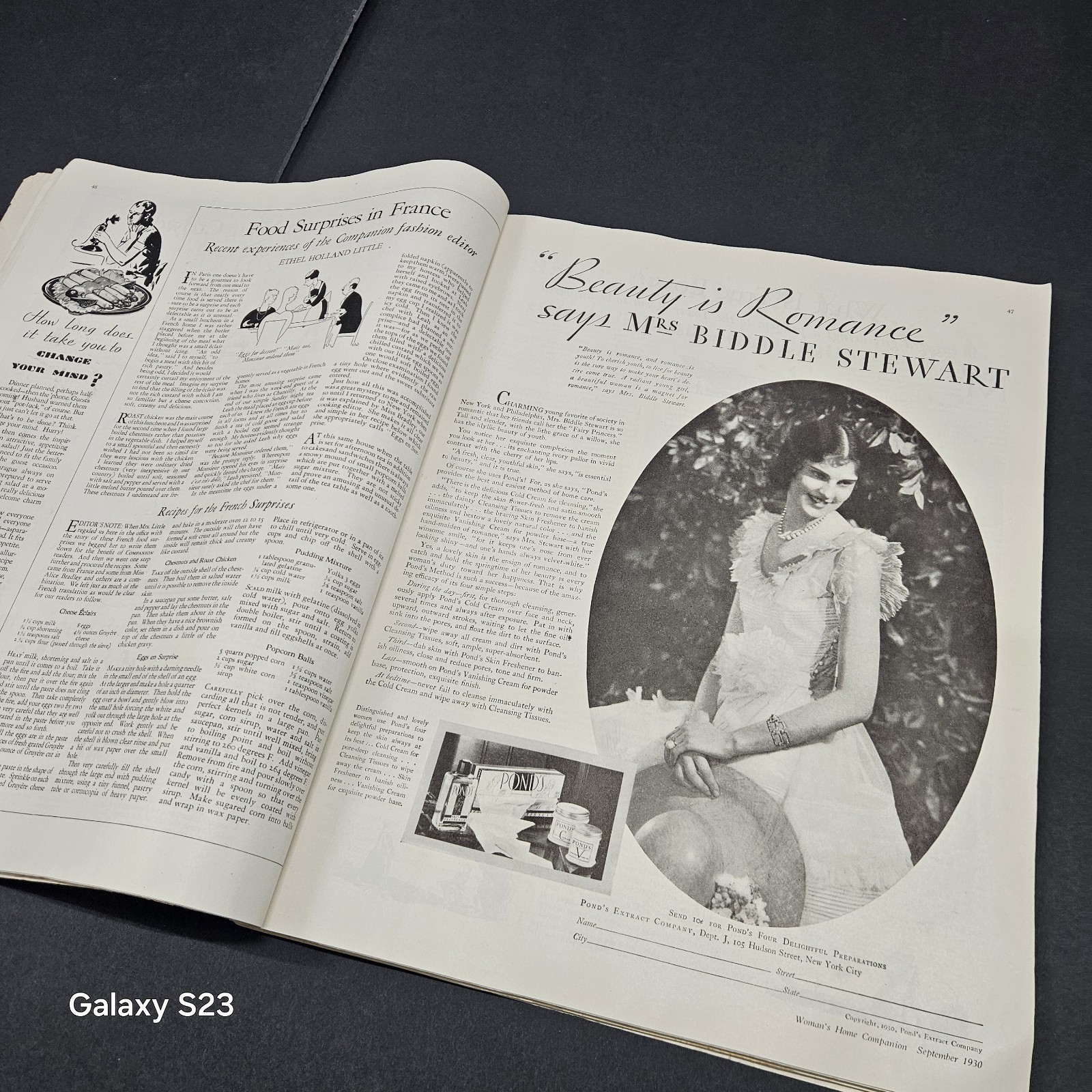 Woman’s Home Companion Vintage Magazine Sept 1930 13″ x 10″ Fashion Recipe Ads