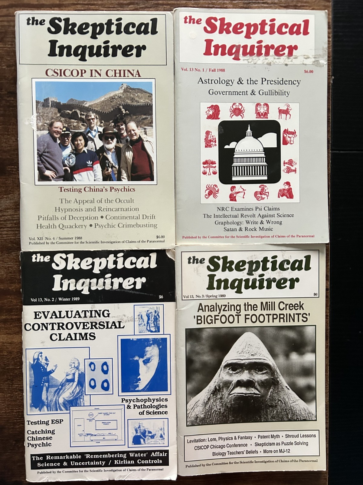 4 late-80s Skeptical Inquirer issues (1988-1989) Vol 12 No 4 Vol 13 Nos 1-3