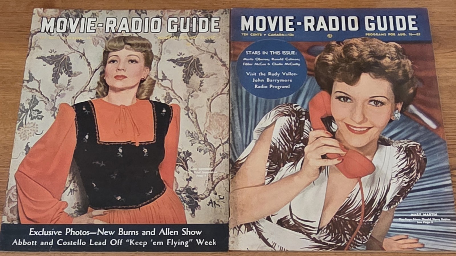 1941 Movie Radio Guide Magazines Lot of 2 Ann Sothern Mary Martin covers