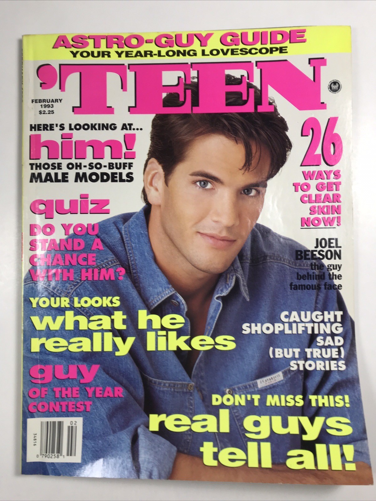 TEEN magazine February 1993 -Fashion makeup hair Male Model Joel Beeson-No label