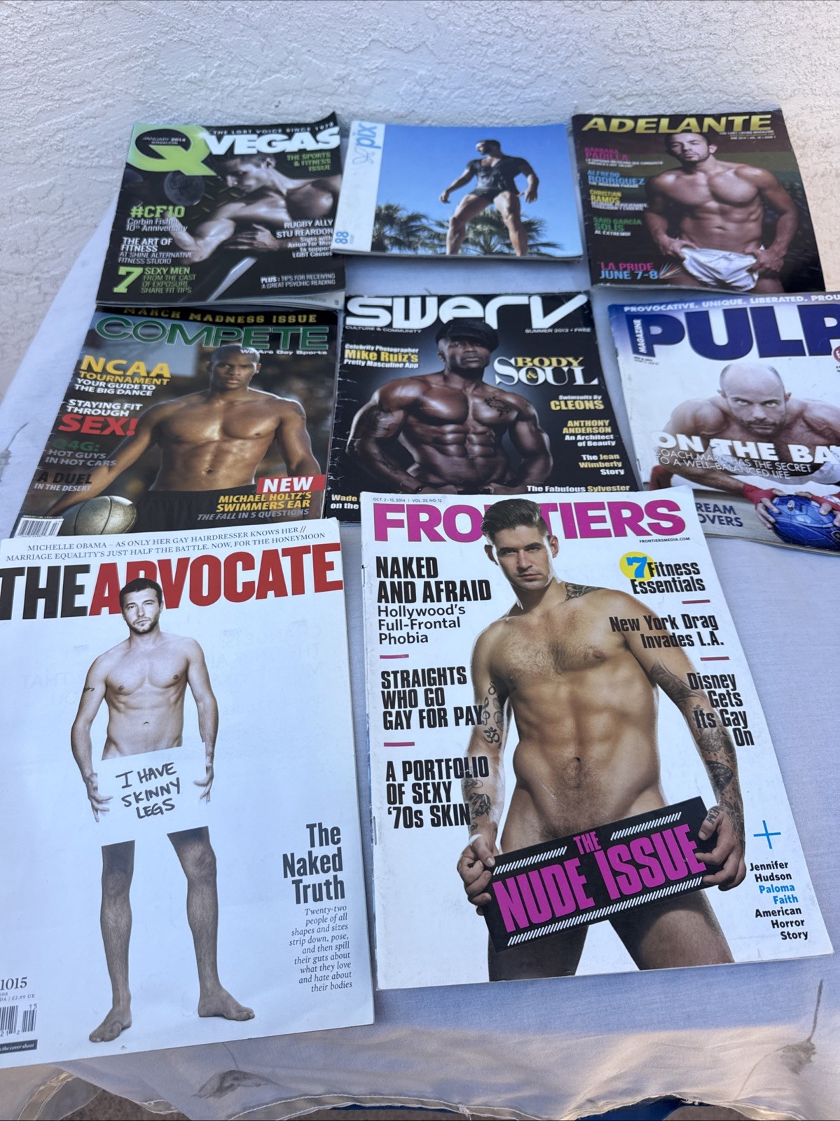 Gay Interest LGBTQ Magazines (Lot of 8) Advocate, Pix, Frontiers, Pulp, More