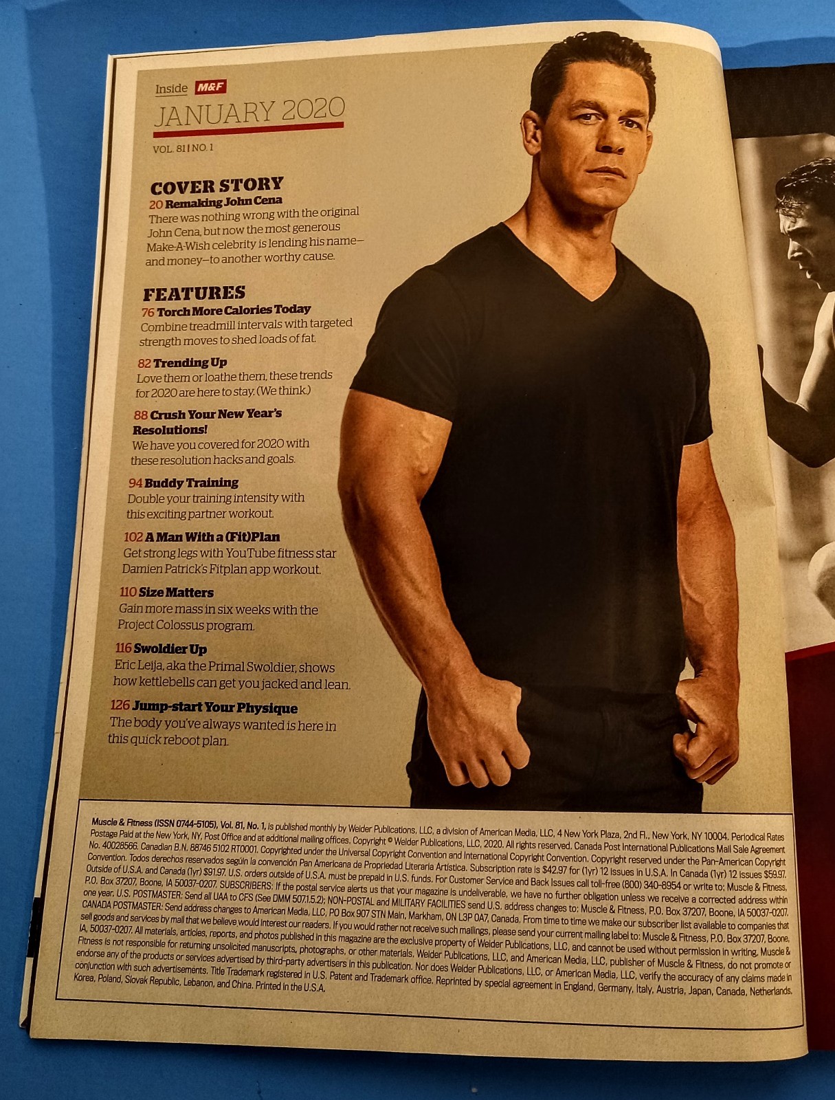 John Cena-Muscle & Fitness-Lot of 2: Sept. 2019-Jan. 2020-200 Pages-pre-owned