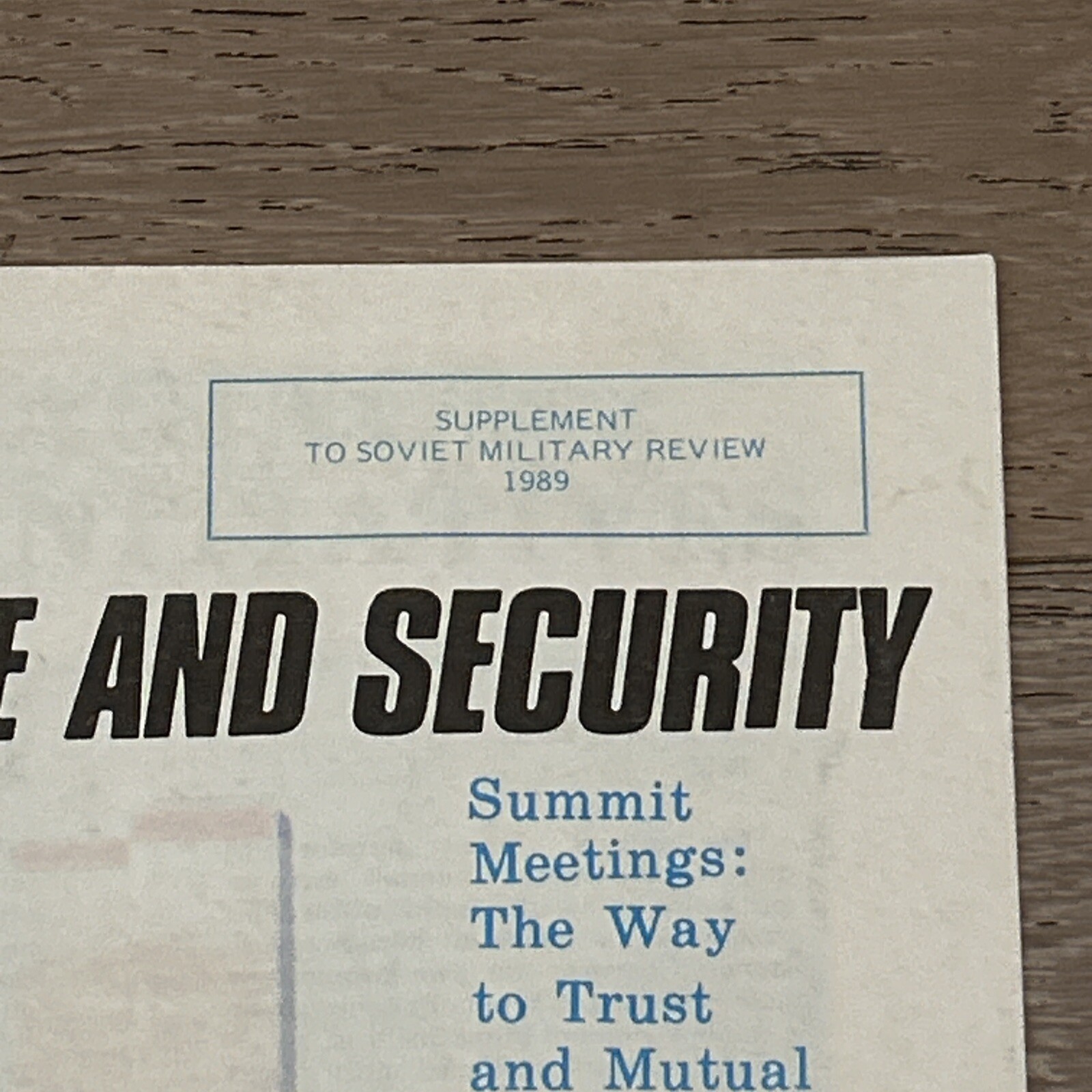 SOVIET MILITARY REVIEW Supplement 1989 Dialogue for Peace & Security Reagan Bush
