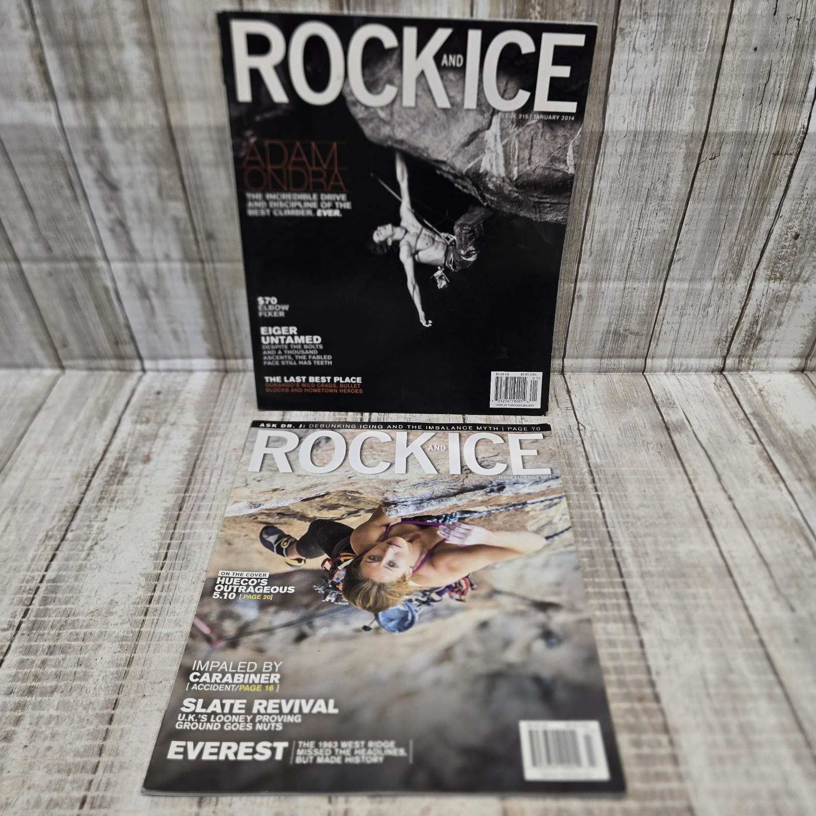 Lot Of 2 Rock and Ice Magazines – Issue 211 July 2013, Issue 215 Jan 2014