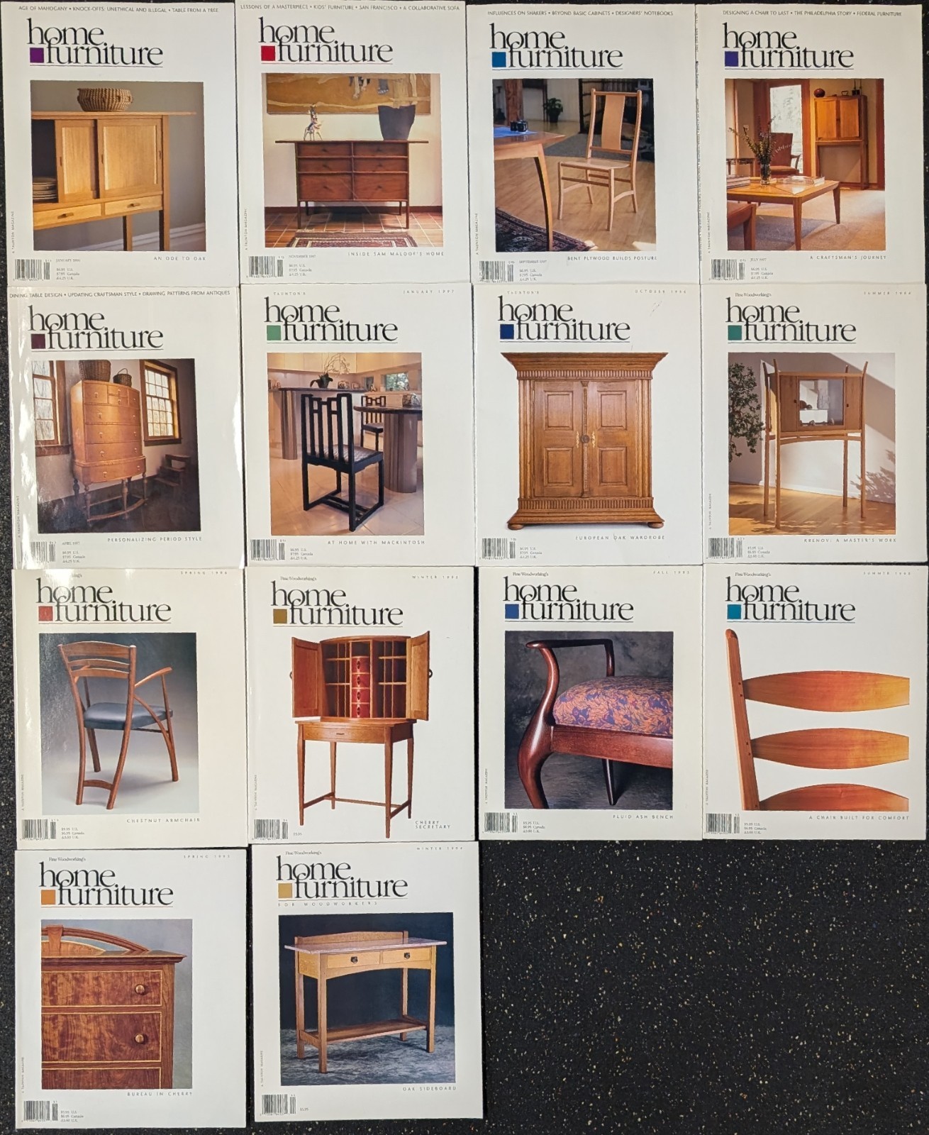 Home Furniture Magazine Lot Complete Set Issues 1 – 14 1994 – 1998 Taunton Press