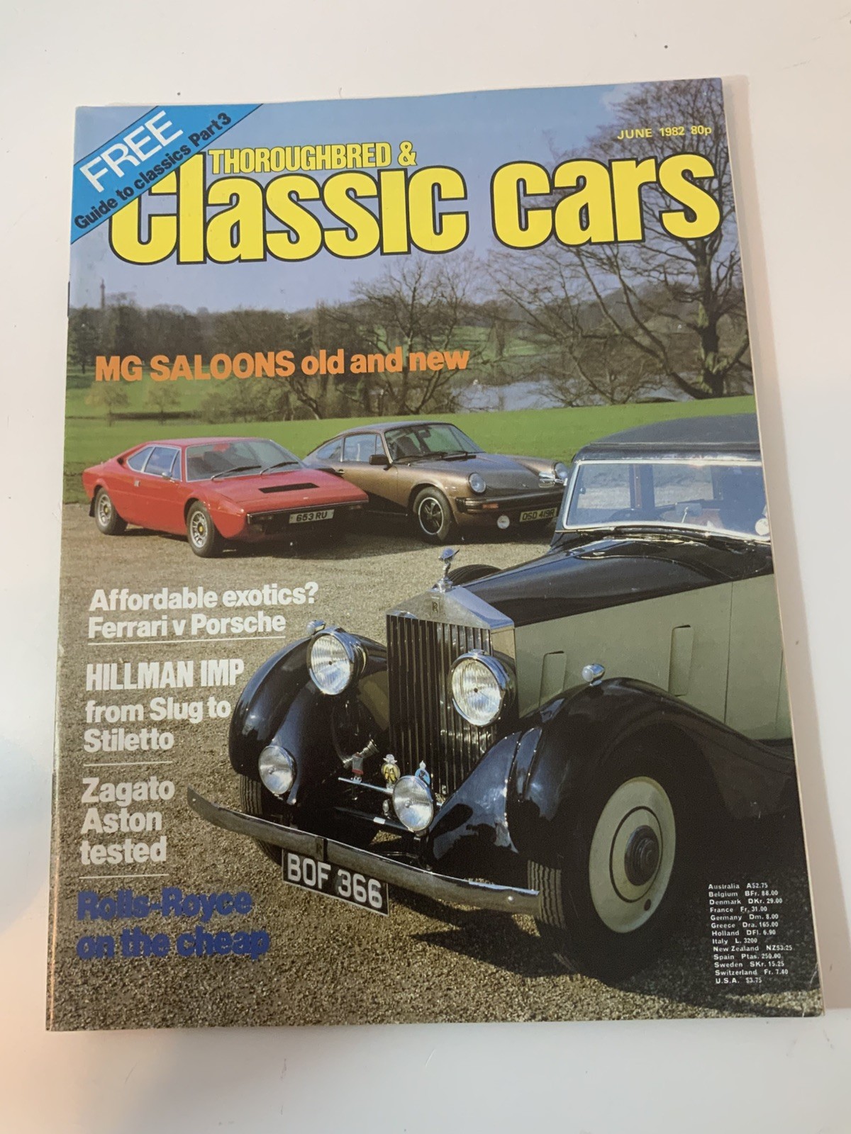 Vintage 1982 THOROUGHBRED & CLASSIC CARS Magazine June 1982 Vol 9 No 9 Motoring