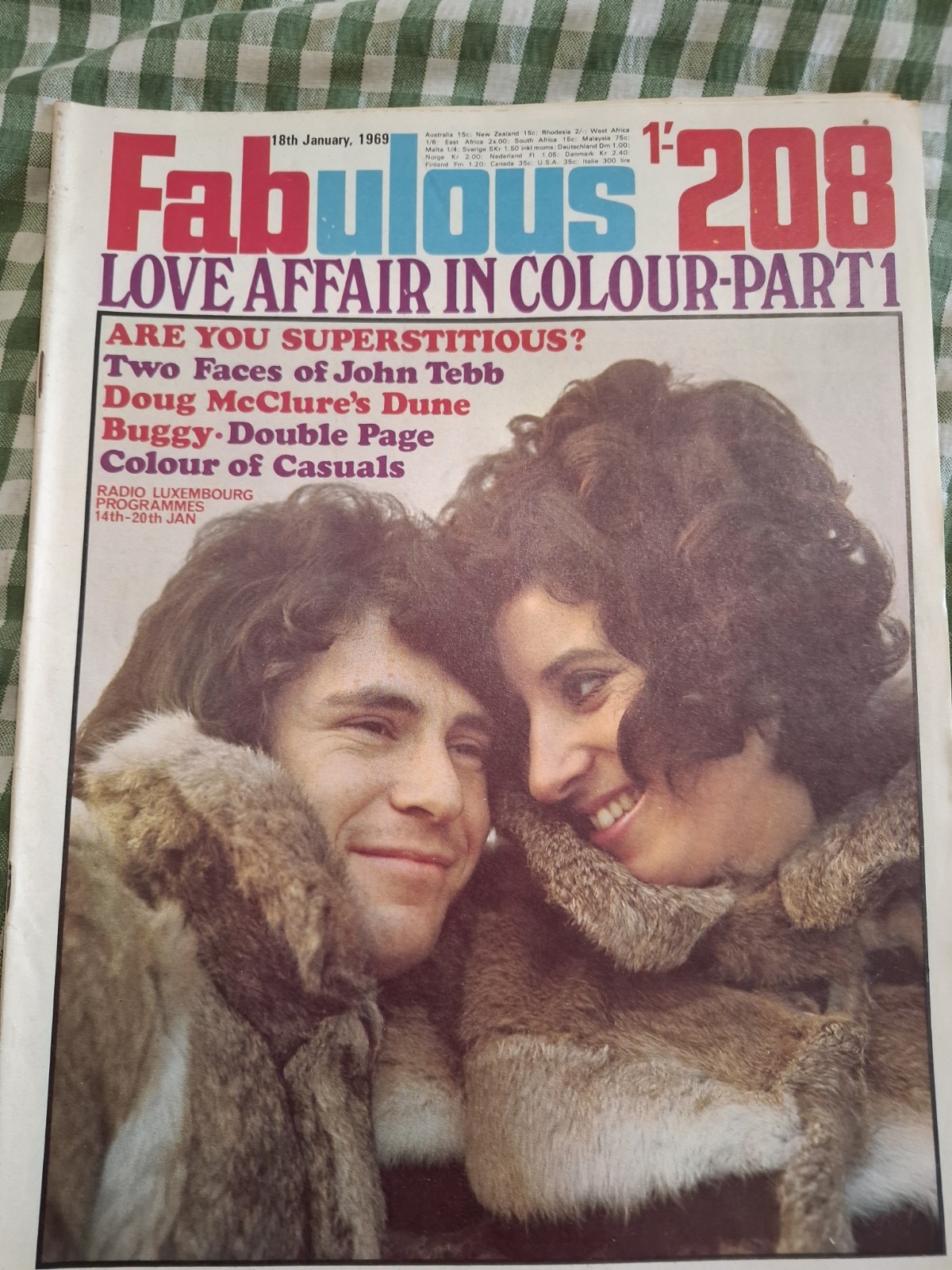 Vintage FABULOUS 208 Magazine 1969 Love Affair Casuals Pattie Boyd George Best