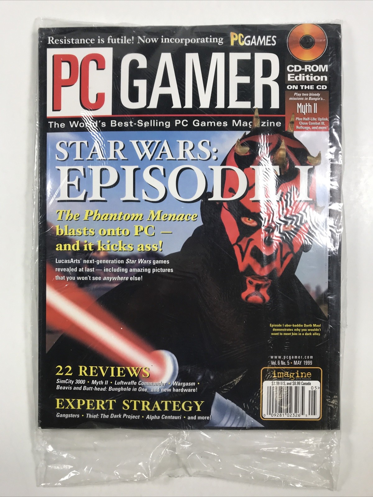 PC GAMER Magazine May 1999 Darth Maul Video Games Strategy Guides CD-ROM Myth II
