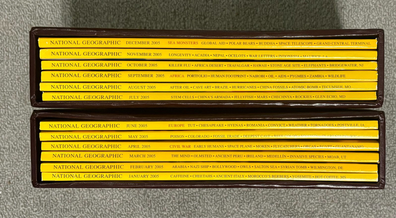 National Geographic Magazine 2005 Complete Year With Slip Covers And Maps