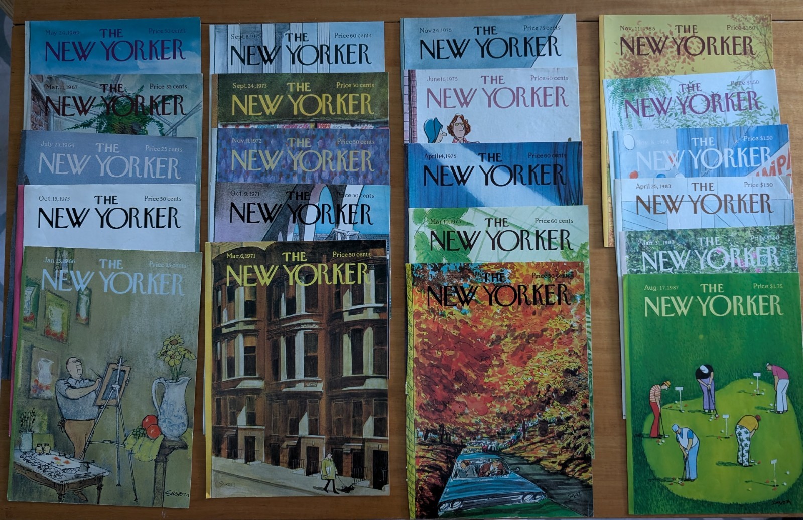 NEW YORKER – COVERS ONLY – Lot of 22 – CHARLES D. SAXON – 1960’S-1970’s-1980’s