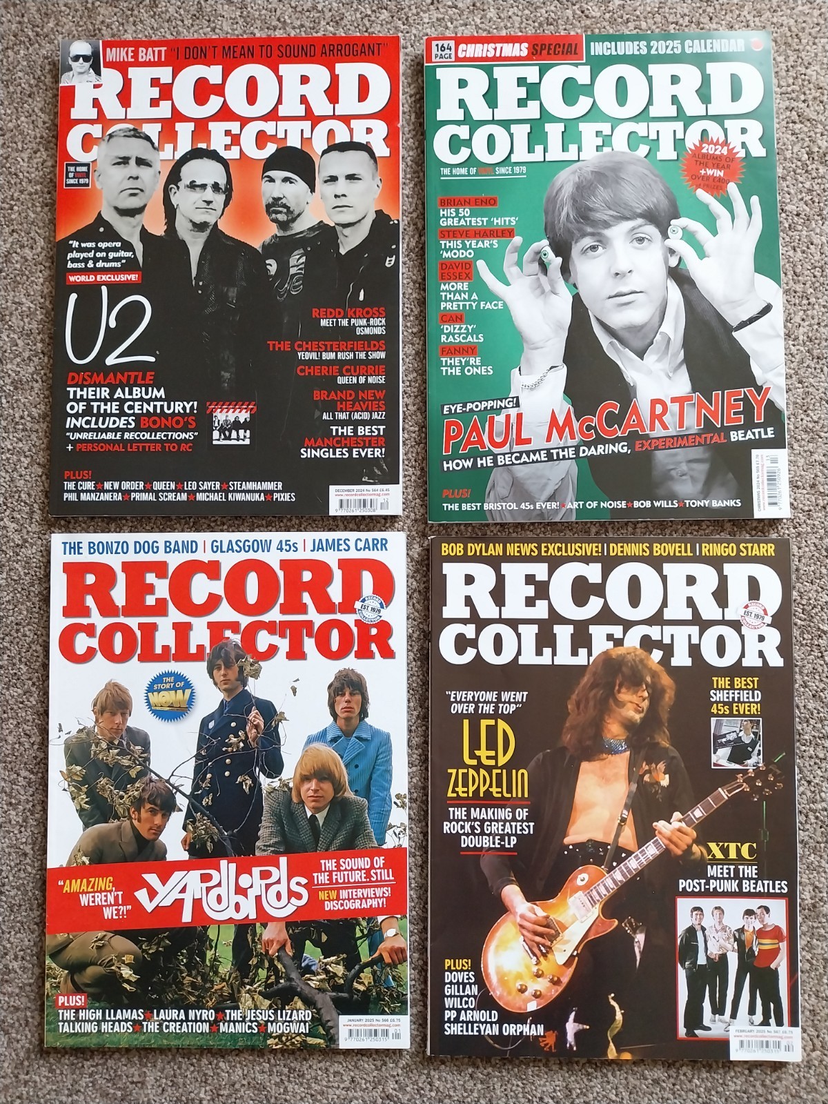 Record Collector. 4 x Magazine Lot. Xmas ’24 – Feb ’25. 564-567. No CDs. U2