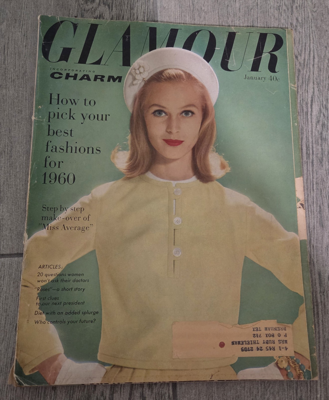 Glamour Magazine Jan 1960 1960s Fashion~Hair/Makeup~ ANN KLEM Vintage VTG