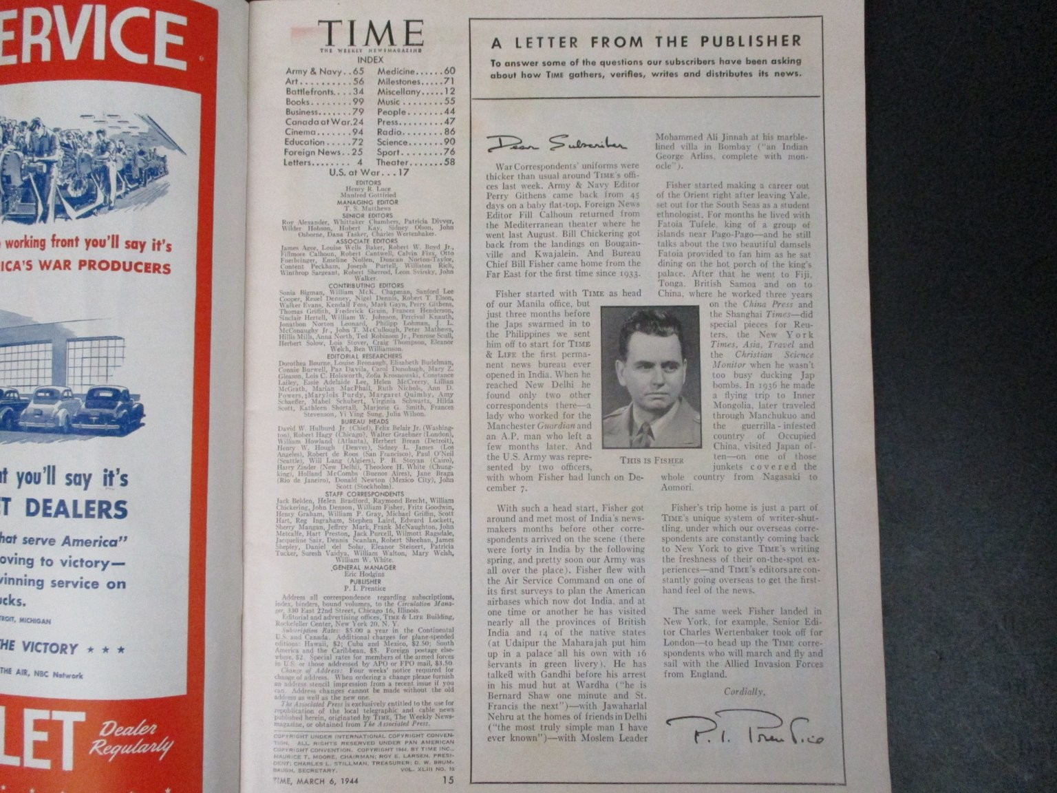 Time Magazine March 6 1944 Vol 43 #10 King-Emperor George VI of United Kingdom