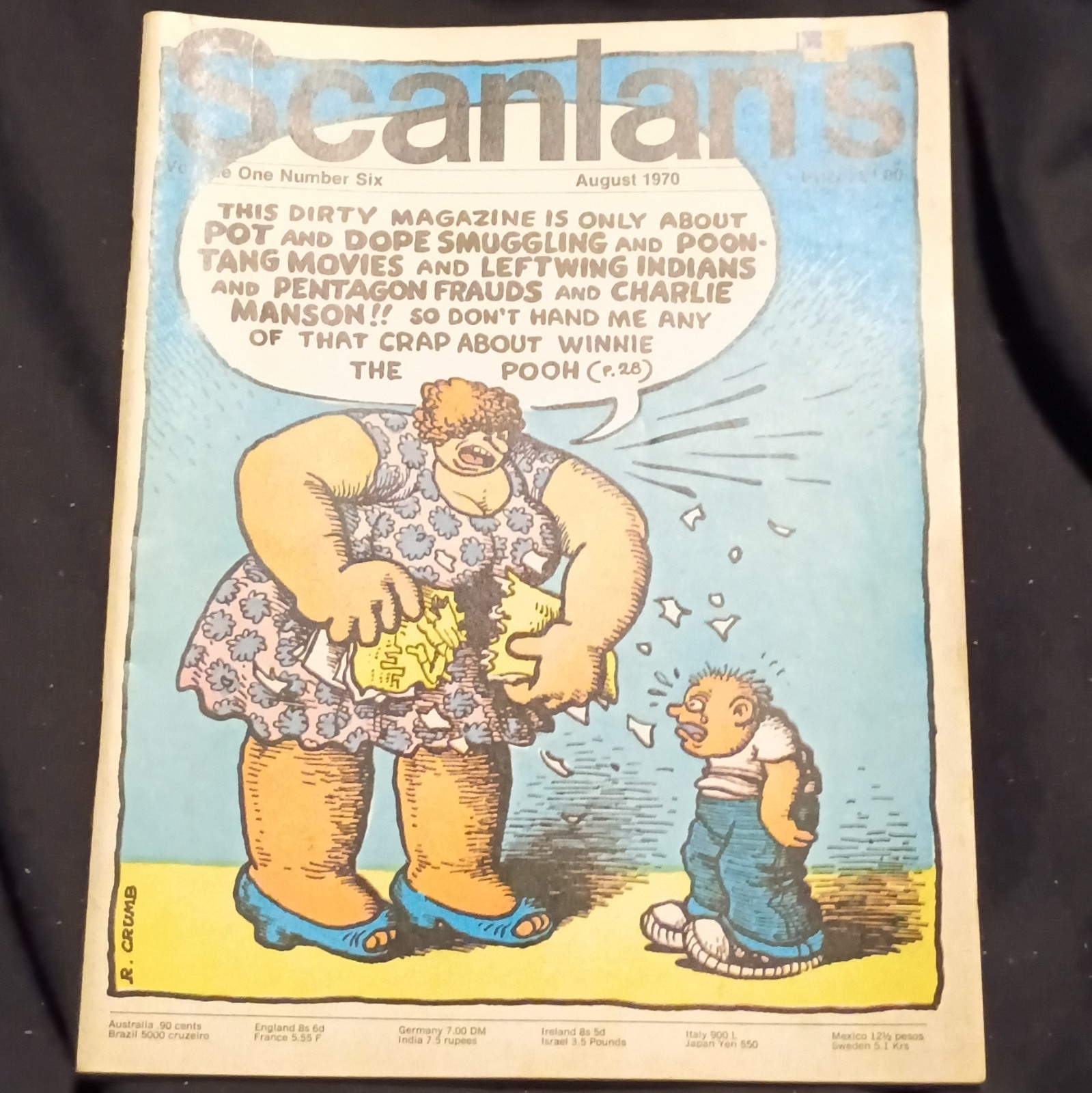 Scanlan’s Monthly Magazine R Crumb Cover Volume 1 #6 August 1970 Rare READ