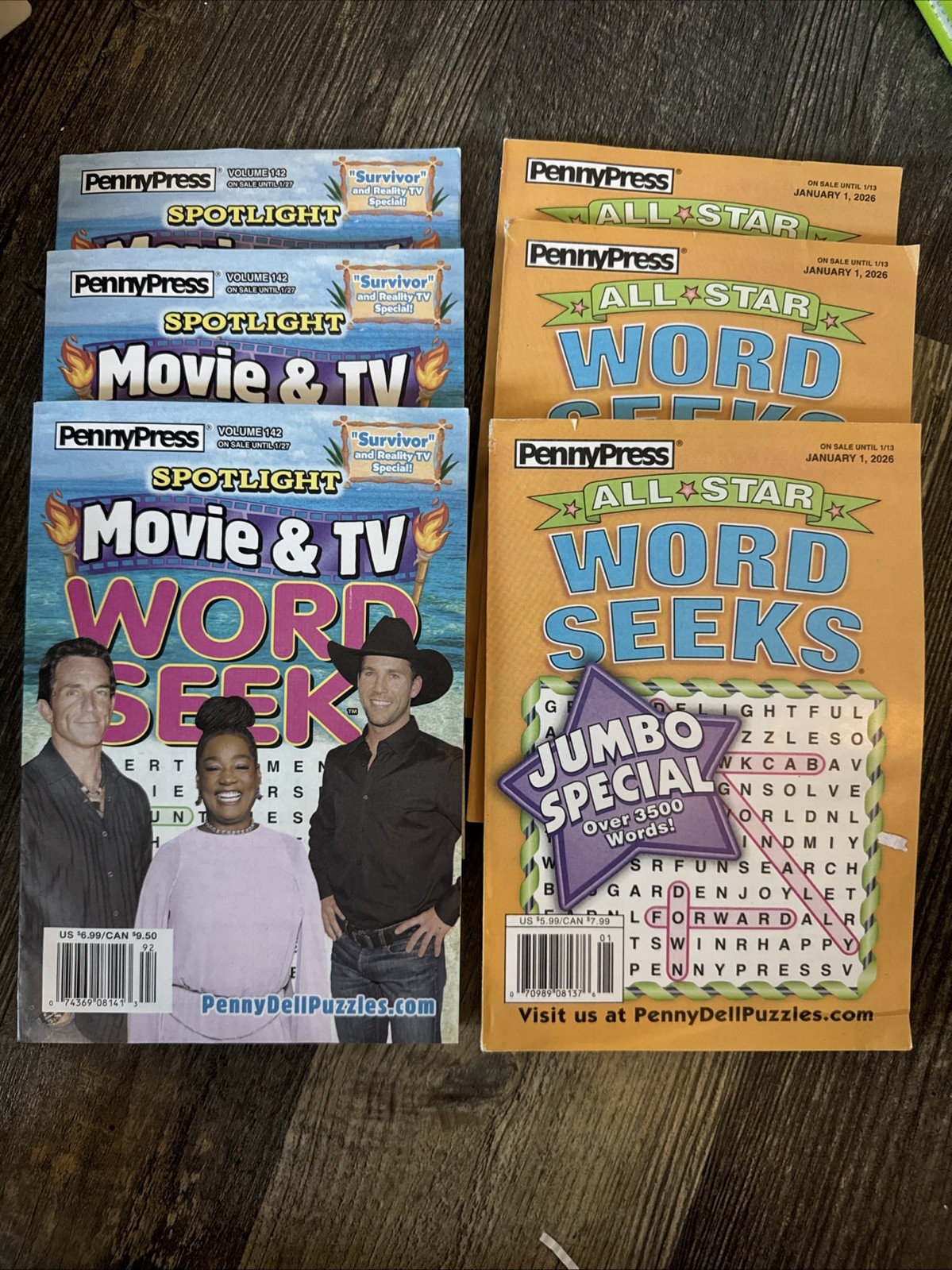 Penny Dell Favorite Word Seek 6-Pack. Movie & TV, All Star. Word Search Puzzles