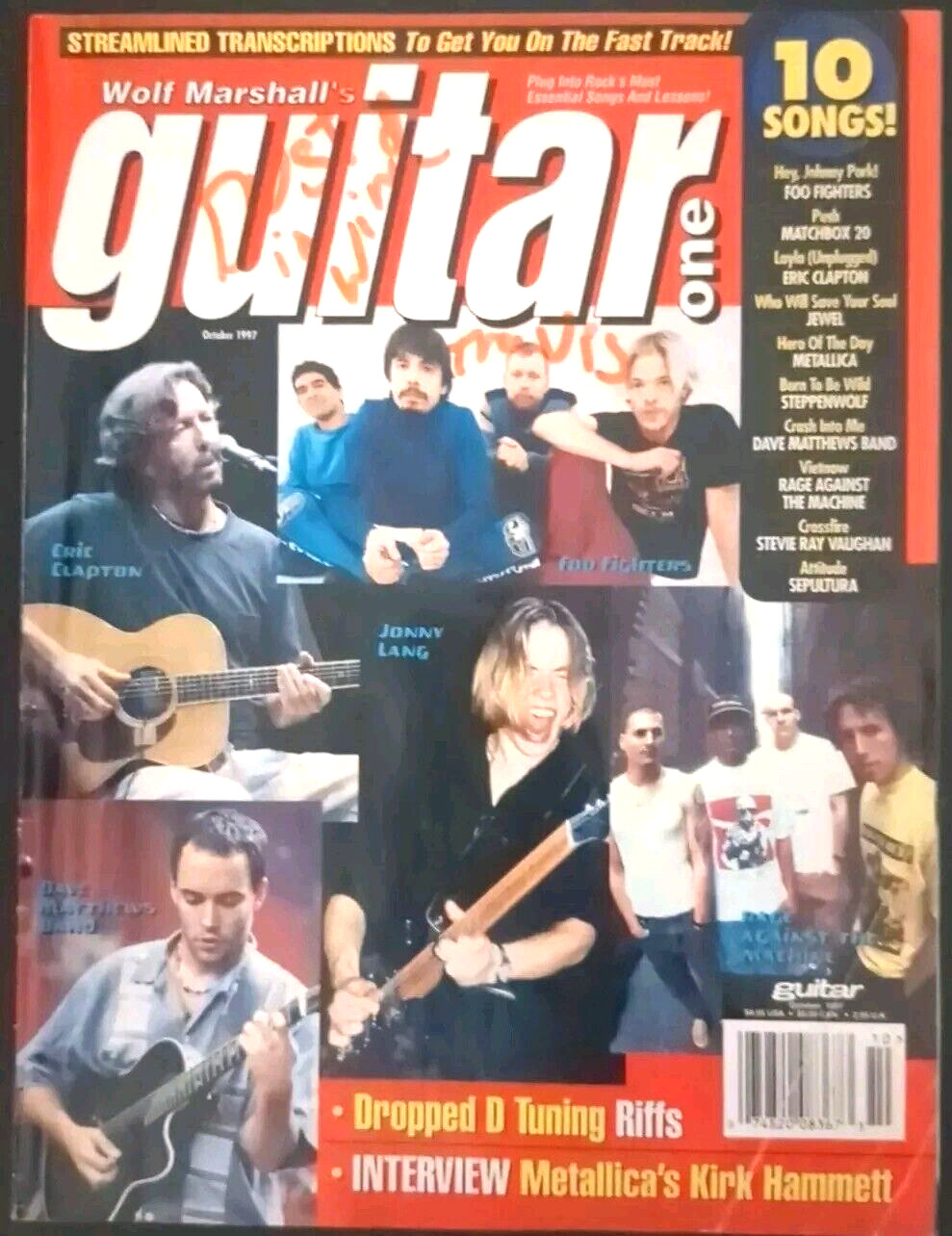 VTG Guitar One Magazine October 1997 Foo Fighters Dave Matthews Kurt Hammett