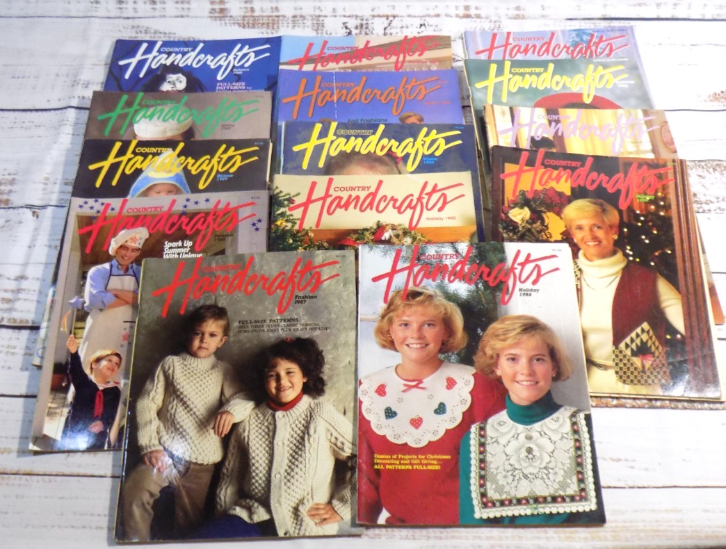 Lot of 14 Vintage COUNTRY HANDCRAFTS Magazine Crafts Holiday PATTERNS UNCUT
