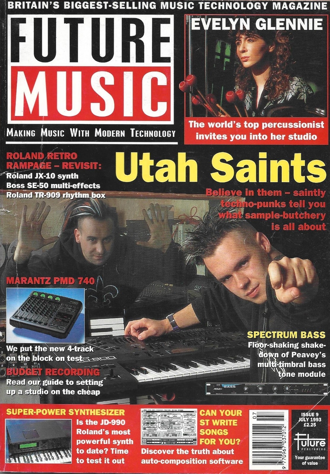 FUTURE MUSIC Magazine JUL 93 UTAH SAINTS EVELYN GLENNIE TR-909 ROLAND JD-990