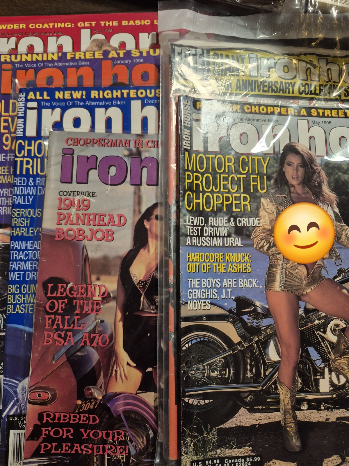 Vintage Iron Horse Magazine set Of 6 Babes Bikes Hogs Motorcycles USA W/ POSTER!
