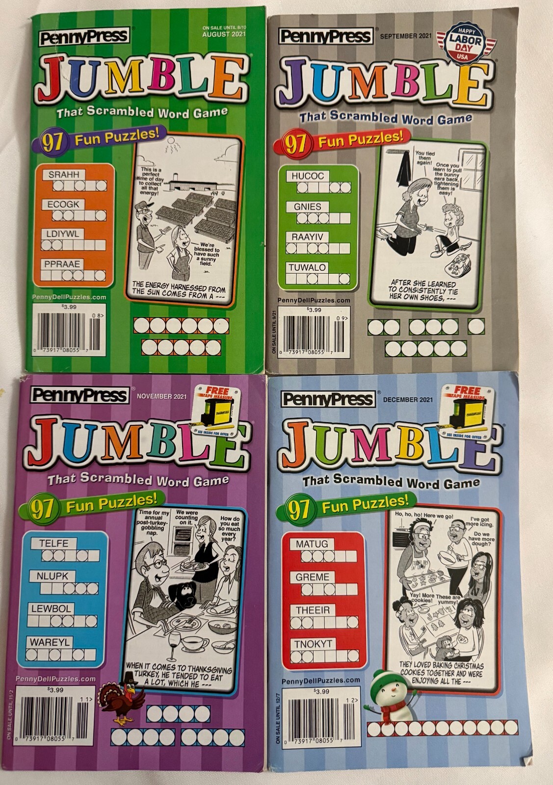 Lot of (4) Penny Press Jumble That Scrambled Word Game Puzzle Books 2021 Lot#3