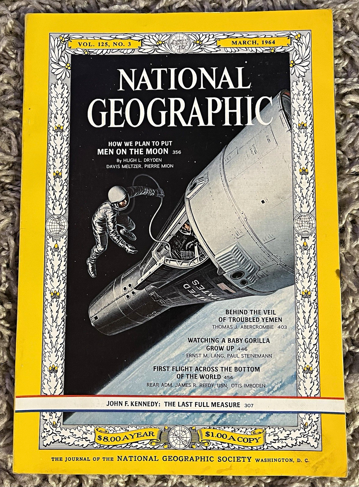 National Geographic Mar 1964 Vol 125 No 3 Illustrated Magazine Space Travel Moon