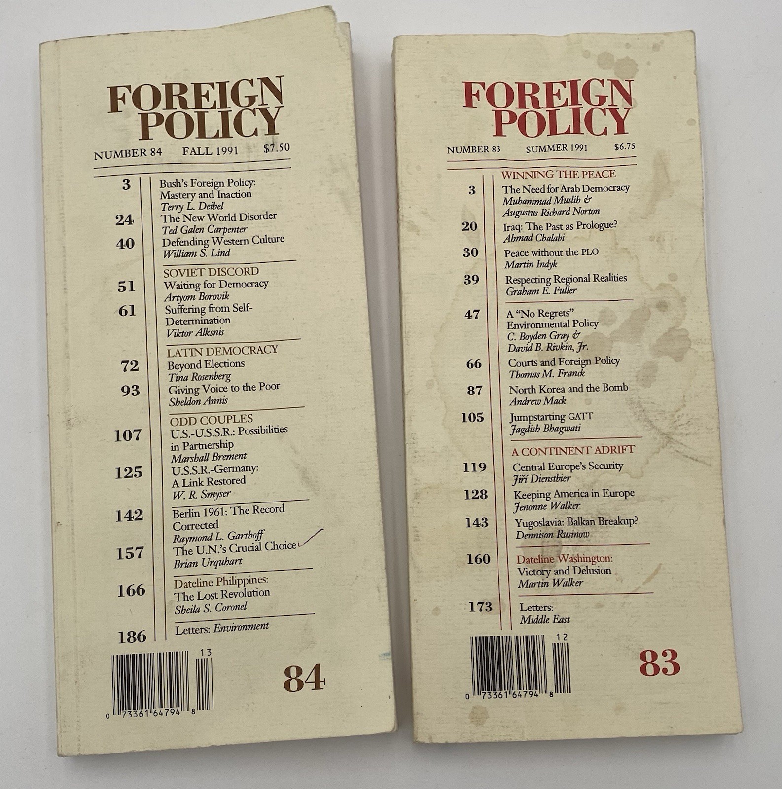 Foreign Policy Magazine No. 83&84 Fall/Summer 1991