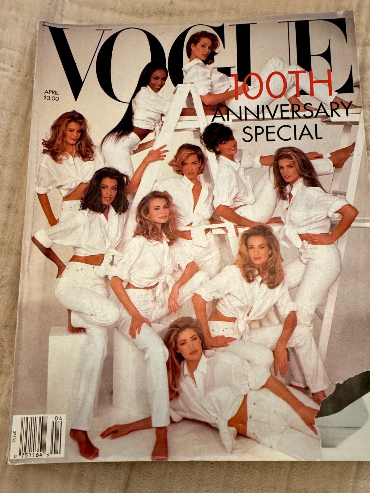 Vintage Vogue Magazine April 1992 SUPER MODELS 100th Anniversary Special