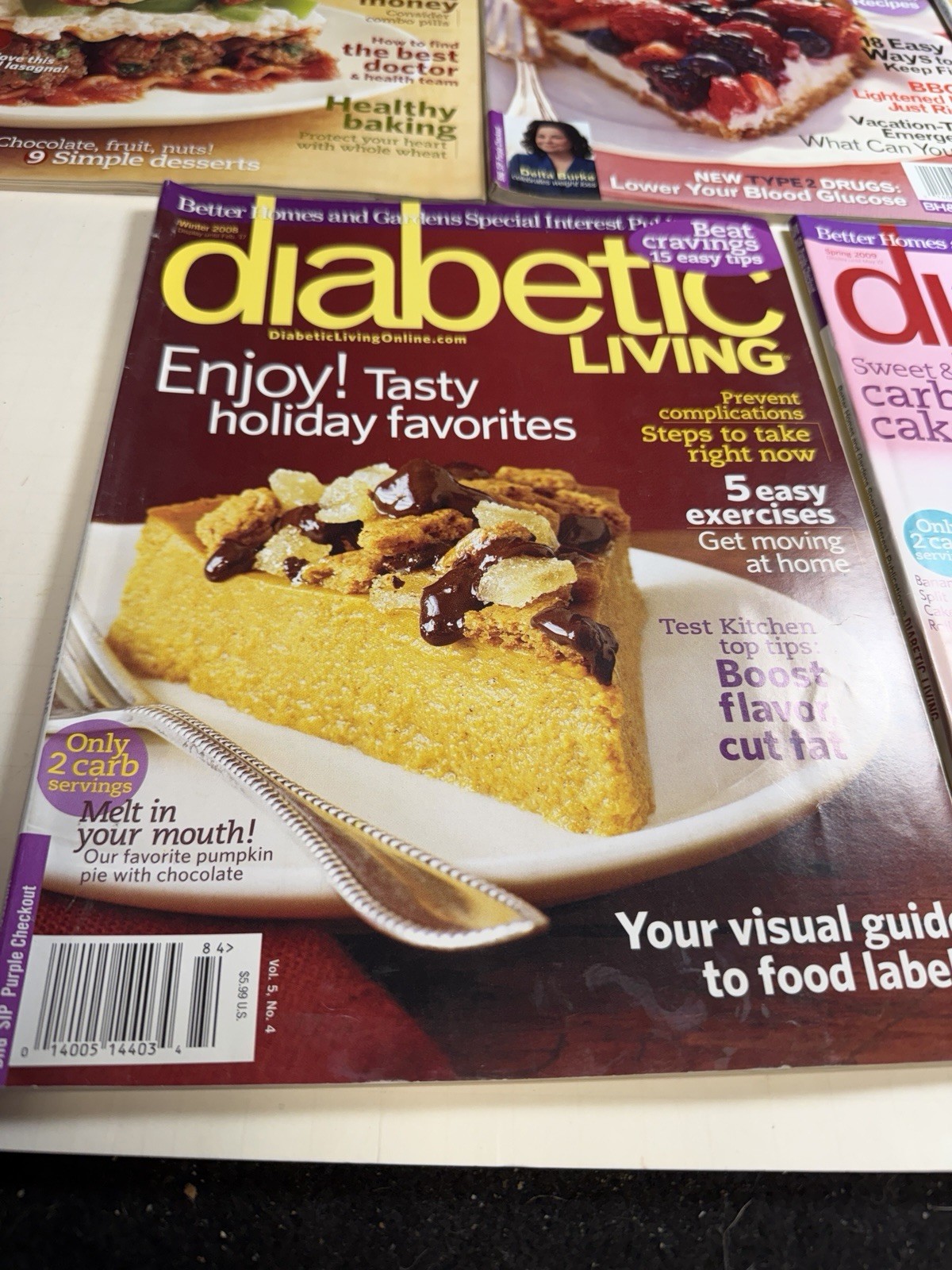 Lot of 5 Diabetic Living Diabetes Self-Management Magazines 2008 Healthy Recipes