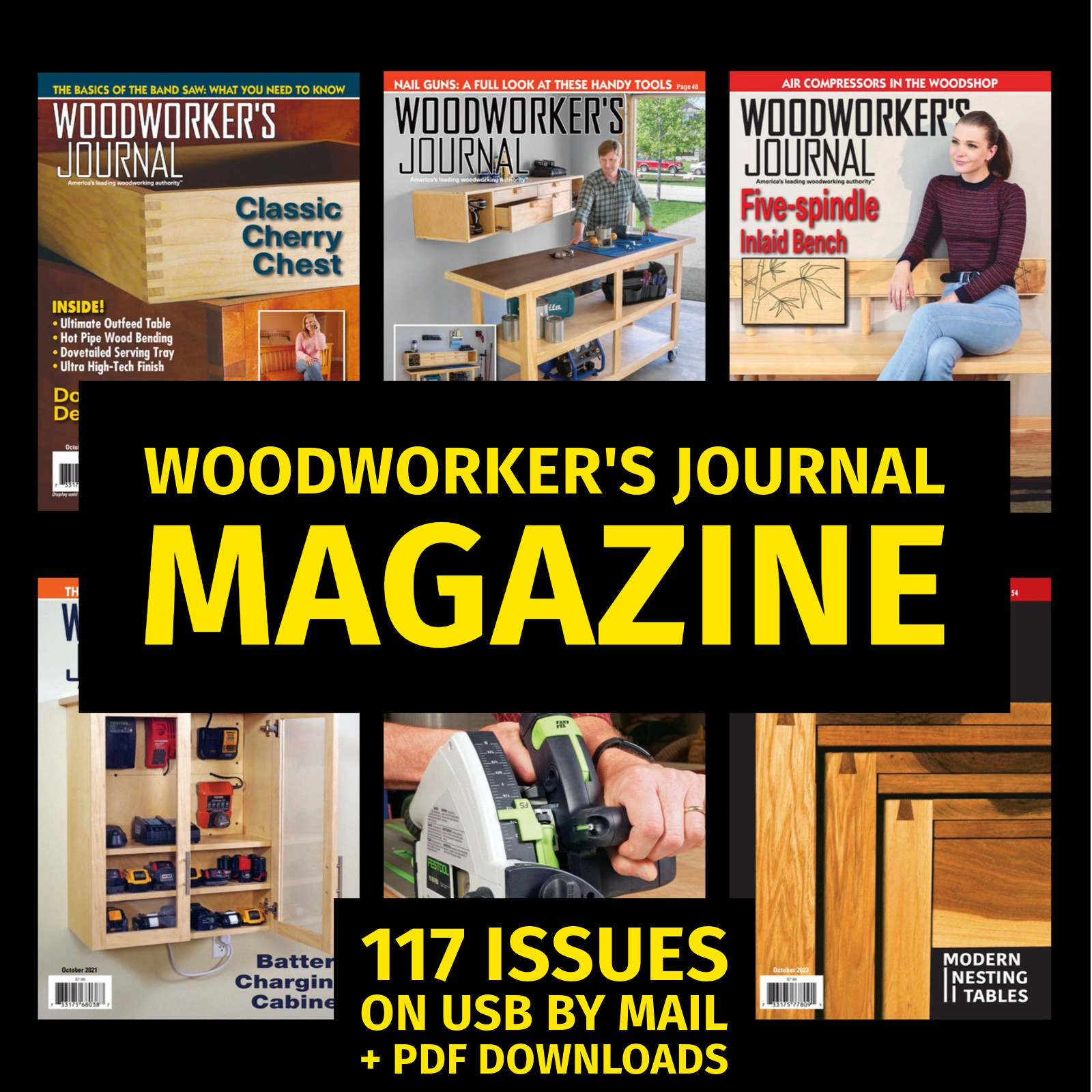 Woodworker’s Journal Magazine 117 Issues Archive on USB Flash Drive + bonus