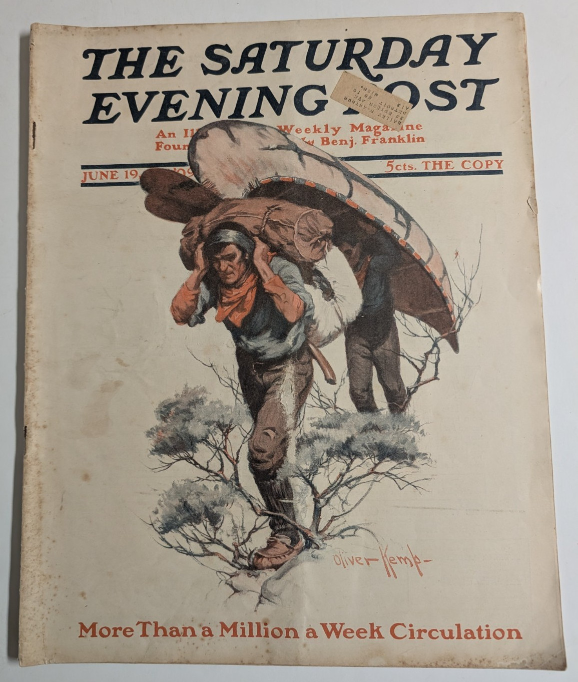Saturday Evening Post Magazine June 19, 1909 Canoeing