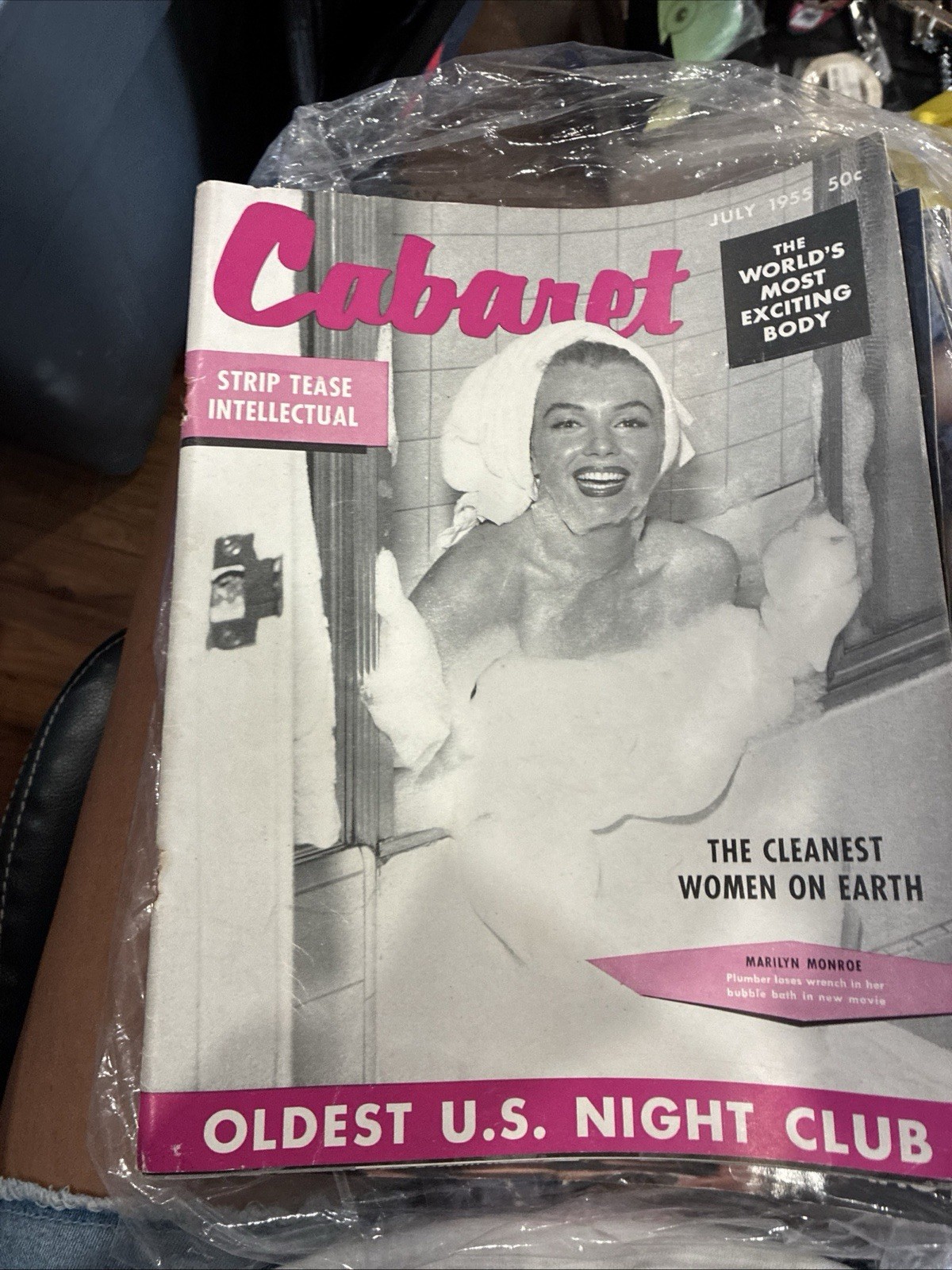 CABARET MAGAZINE JULY 1955. MARILYN MONROE COVER + ARTICLE, LILLY CHRISTINE