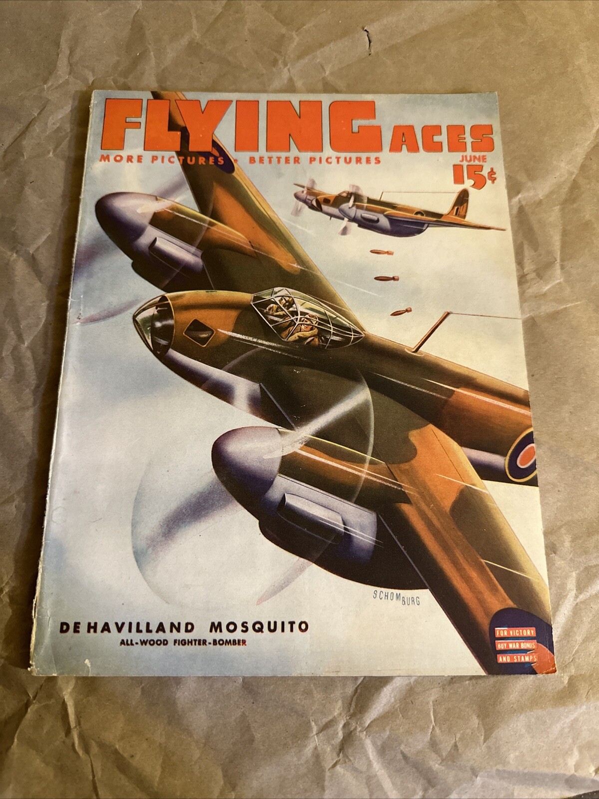Flying Aces Magazine June 1943 All Wood Fighter-Bomber