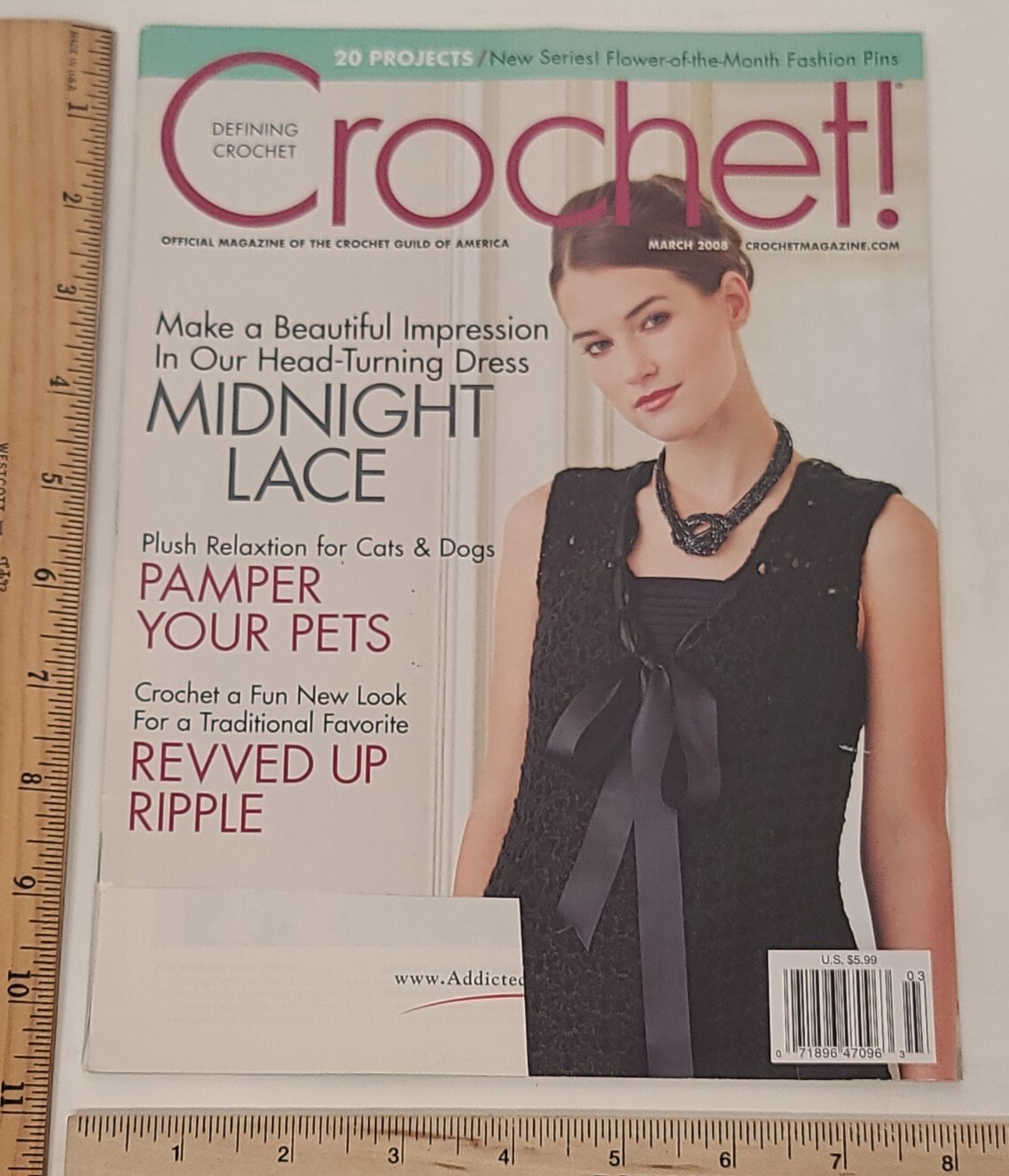 Defining Crochet March 2008 Midnight Lace Dress Plush Relaxation Cat Dog Scarf