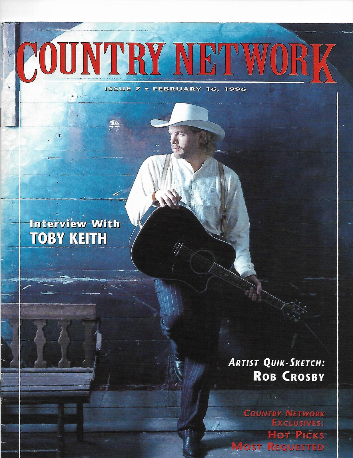 Toby Keith-Country Network Mag 1996 on cover+ Promo Card + 2 Promo Photos + 45
