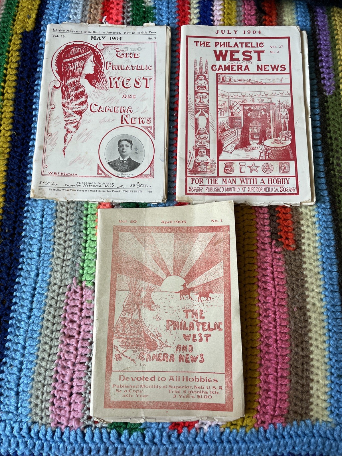 Philatelic West and Camera News Lot of 3 Issues 1904-05 Superior Nebraska Rare