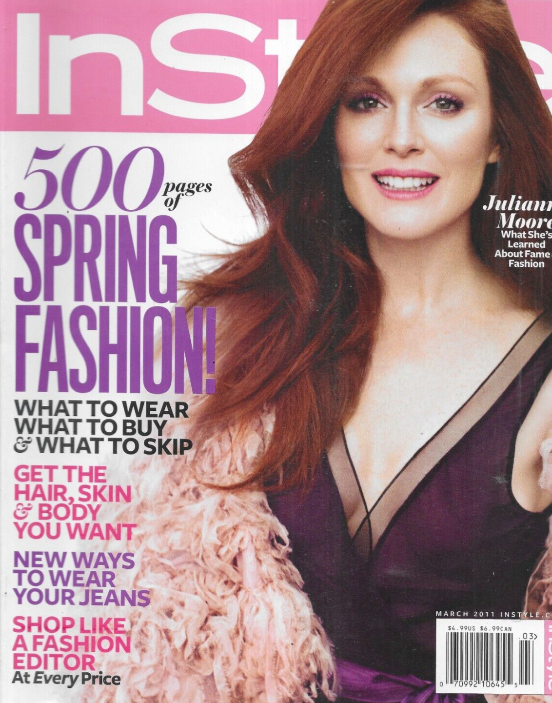 In Style Magazine Julianne Moore Spring Fashion Jeans Beaty and Makeup 2011
