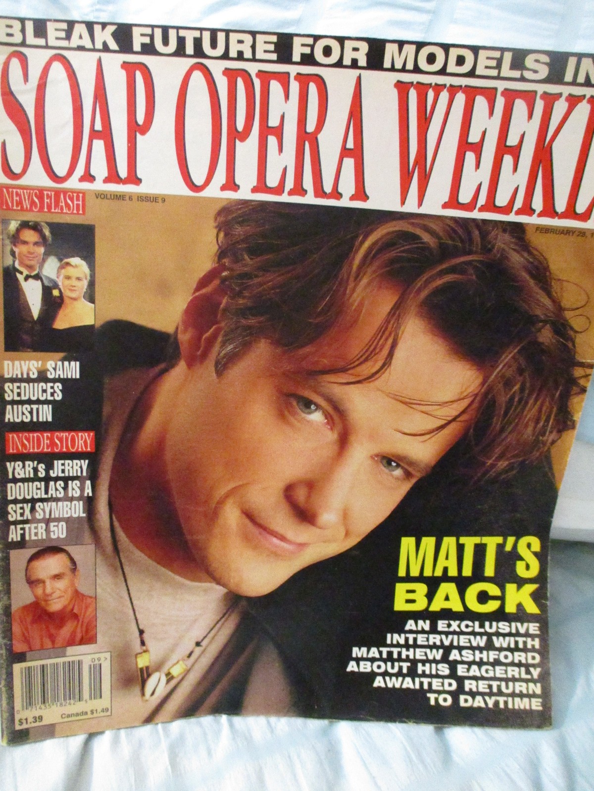 SOAP OPERA WEEKLY 2/28/95 MATTHEW ASHFORD JERRY DOUGLAS RILEY STEINER MIA KORF